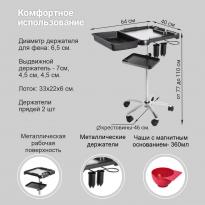 Тележка парикмахерская для наращивания волос  BCS 153 Т серебряная со столиком 