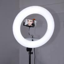 Кольцевая лампа OKIRA LED RING FE 480 PRO (корпус черный, розовый, белый) + монитор/пульт 